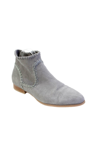 Jack Rogers Womens Suede Stitching Detail Ankle Boots Gray Size 9