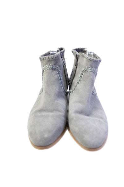 Jack Rogers Womens Suede Stitching Detail Ankle Boots Gray Size 9