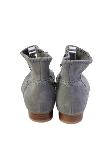 Jack Rogers Womens Suede Stitching Detail Ankle Boots Gray Size 9