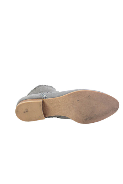 Jack Rogers Womens Suede Stitching Detail Ankle Boots Gray Size 9