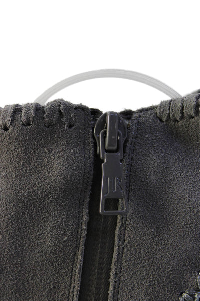 Jack Rogers Womens Suede Stitching Detail Ankle Boots Gray Size 9