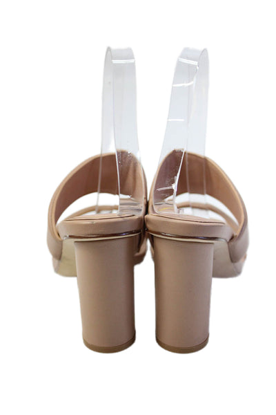 Cole Haan Womens Leather Slide On Sandal Heels Nude Beige Size 7.5 B