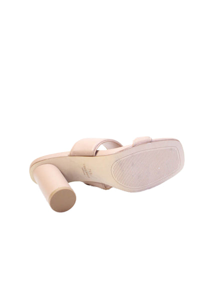 Cole Haan Womens Leather Slide On Sandal Heels Nude Beige Size 7.5 B