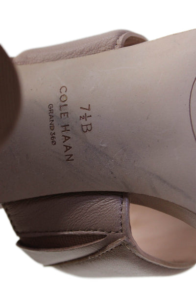 Cole Haan Womens Leather Slide On Sandal Heels Nude Beige Size 7.5 B