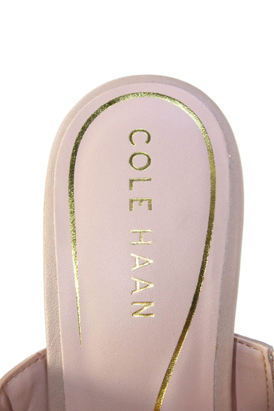 Cole Haan Womens Leather Slide On Sandal Heels Nude Beige Size 7.5 B