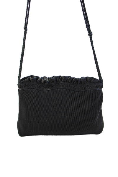 La Regale Womens Ribbed Convertible Shoulder Bag Black
