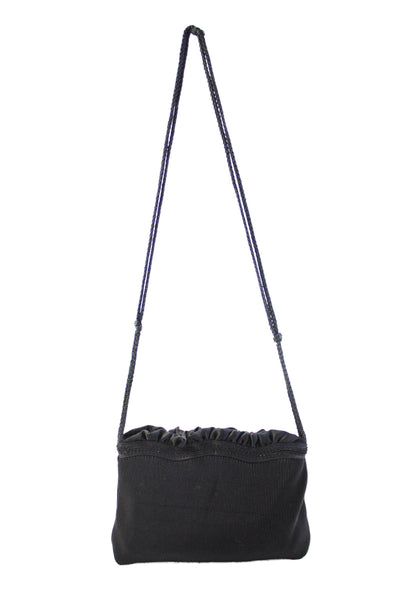 La Regale Womens Ribbed Convertible Shoulder Bag Black