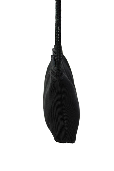 La Regale Womens Ribbed Convertible Shoulder Bag Black