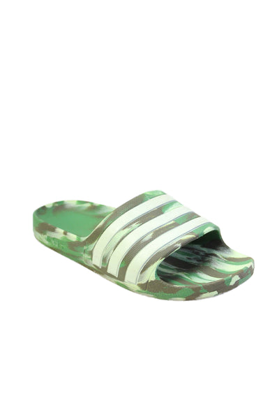 Adidas Unisex Kids Camouflage Slide On Sandals Green Size 4