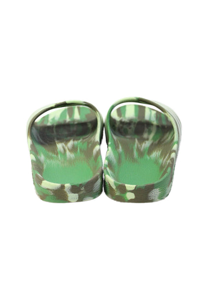Adidas Unisex Kids Camouflage Slide On Sandals Green Size 4