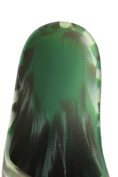 Adidas Unisex Kids Camouflage Slide On Sandals Green Size 4