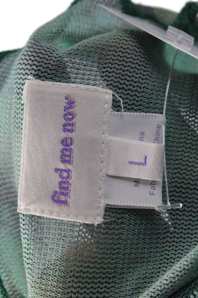 Find Me Now Womens Cropped Mock Neck Plaid Long Sleeve Top 90% Nylon Size L