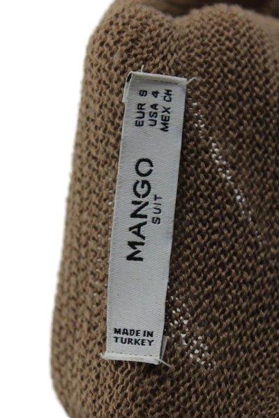 Mango Women Brown Mock Neck Sleeveless Midi Sweater Dress Poly Viscose Size 4