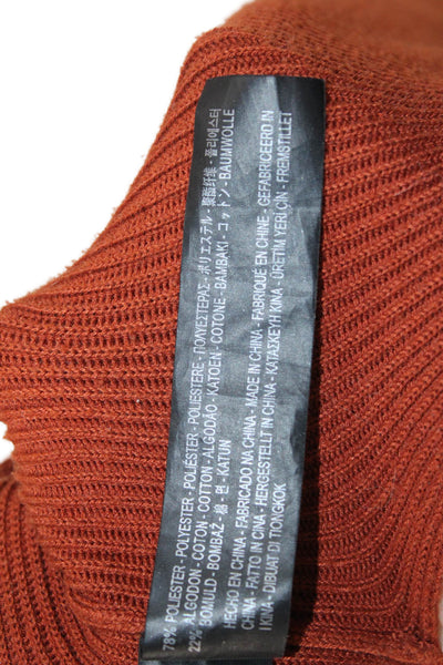 Zara Women Brown V-Neck Sweater Dress Sleeveless Knee Length Bohemian Size M