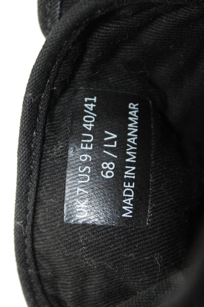 Hunter Womens Lace Up Cap Toe Canvas Logo Ankle Boots Black Size 6