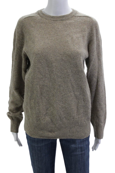 Zara Women Pullover Sweater Beige Crew Neck Long Sleeve Italian Yarn Size M