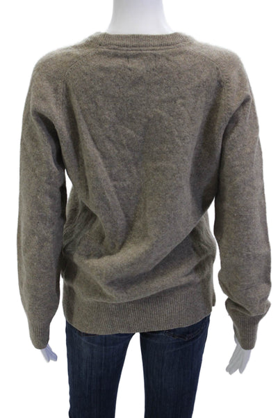 Zara Women Pullover Sweater Beige Crew Neck Long Sleeve Italian Yarn Size M