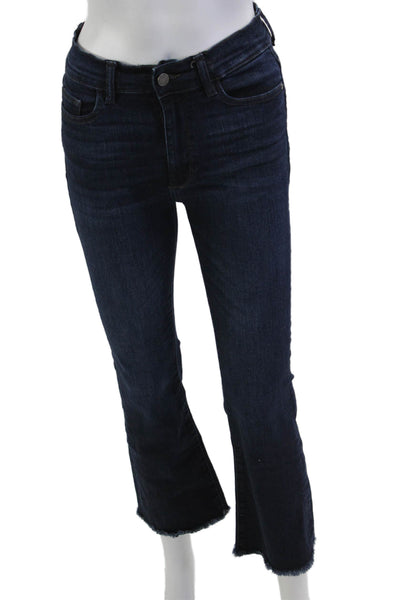 DL1961 Women Cropped Straight Dark Blue High Rise Jeans Size 24