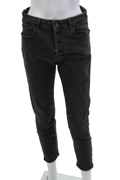 Zara Unisex Cropped Ankle High Rise Dark Gray Jeans Size 10