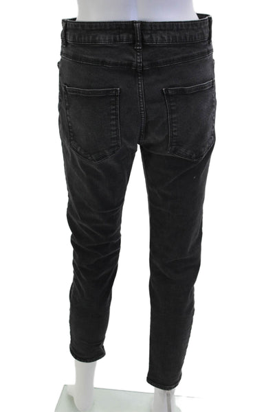 Zara Unisex Cropped Ankle High Rise Dark Gray Jeans Size 10