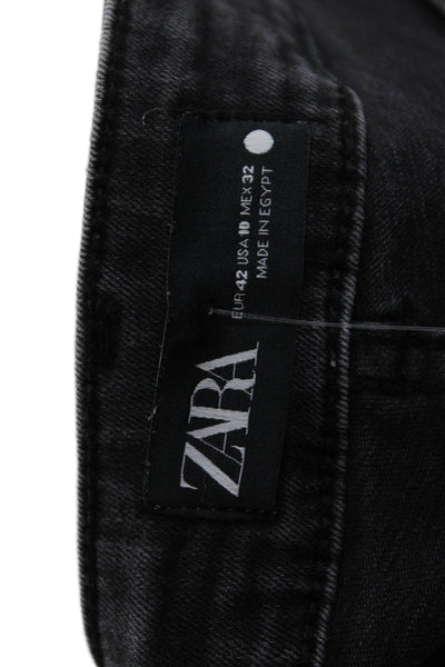 Zara Unisex Cropped Ankle High Rise Dark Gray Jeans Size 10