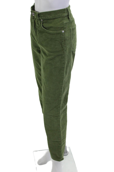 J Crew Women Cropped Ankle Pants Army Green Button Waist Size 29
