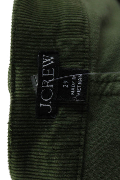 J Crew Women Cropped Ankle Pants Army Green Button Waist Size 29