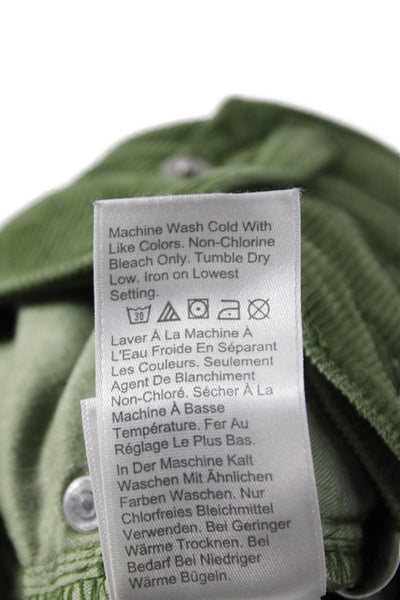 J Crew Women Cropped Ankle Pants Army Green Button Waist Size 29