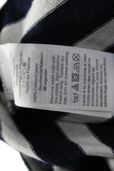 J Crew Womens Basic Striped Dark Blue 3/4 Sleeve Cotton T-Shirt Size M