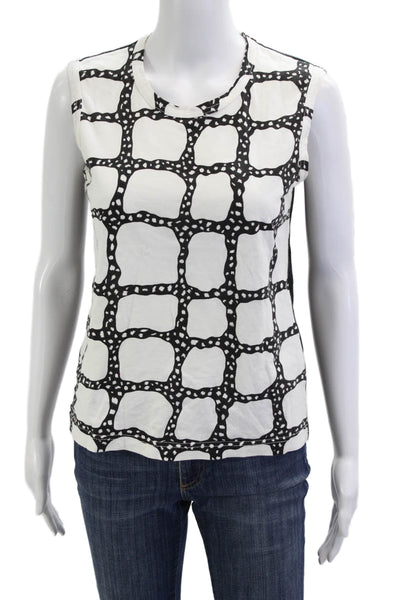 Comme Des Garcons Womens Black Geometric Cotton Blend Sleeveless Tank Size M