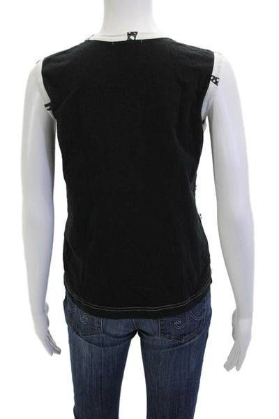 Comme Des Garcons Womens Black Geometric Cotton Blend Sleeveless Tank Size M