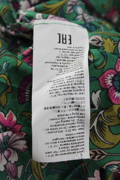 No. 21 Women Fit & Flare Sundress Green Floral V-Neck Sleeveless Cotton Size 40