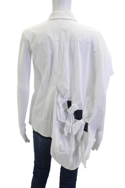 Balossa Women Sleeveless Collared Button-Up Top White Cotton Blend Size 4