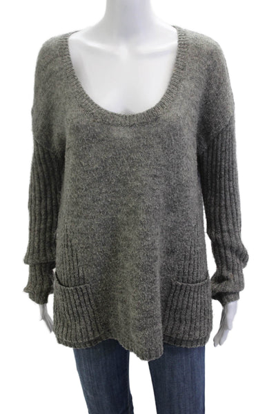 Ella Moss Unisex Pullover Sweater Gray Butterfly Round Neck Long Sleeve Size M