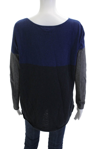 Vince Women Basic Blue Cotton Blend Round Neck Sweater Long Sleeve Size S