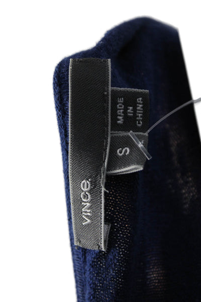 Vince Women Basic Blue Cotton Blend Round Neck Sweater Long Sleeve Size S