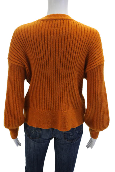 Sanctuary Unisex Cardigan V-Neck Button Long Sleeve Orange Size 16
