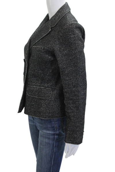 J Crew Women Pea Coat Dark Gray Herringbone Collared Button Size 10