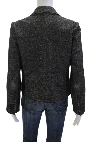 J Crew Women Pea Coat Dark Gray Herringbone Collared Button Size 10