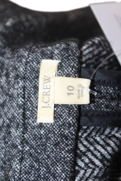 J Crew Women Pea Coat Dark Gray Herringbone Collared Button Size 10