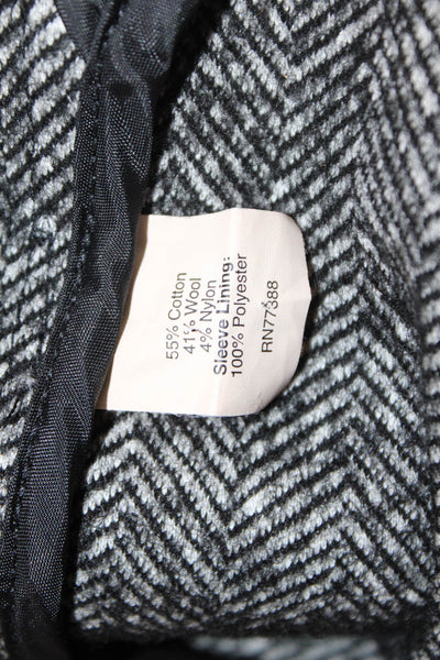 J Crew Women Pea Coat Dark Gray Herringbone Collared Button Size 10