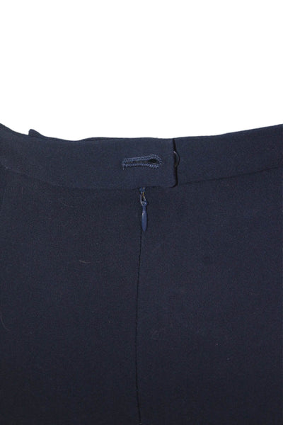 Escada Margaretha Ley Women Straight Pencil Skirt Dark Blue Wool Short Size 36
