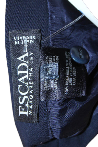 Escada Margaretha Ley Women Straight Pencil Skirt Dark Blue Wool Short Size 36