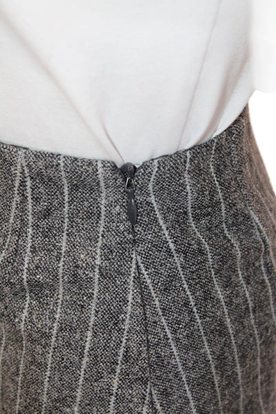 Escada Womens Straight Pencil Mini Skirt Dark Gray Striped Wool Size 36