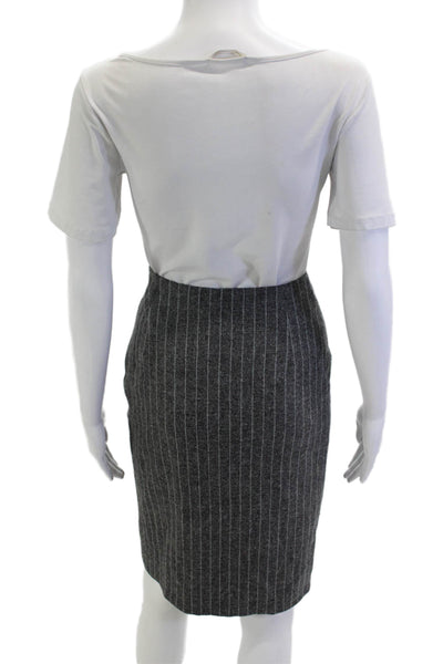 Escada Womens Straight Pencil Mini Skirt Dark Gray Striped Wool Size 36