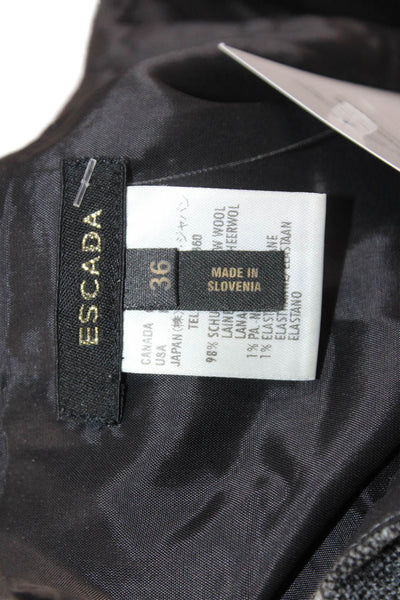 Escada Womens Straight Pencil Mini Skirt Dark Gray Striped Wool Size 36