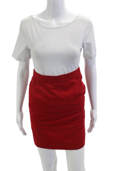 Escada Women Mini Pencil Virgin Wool Skirt Red Size 36