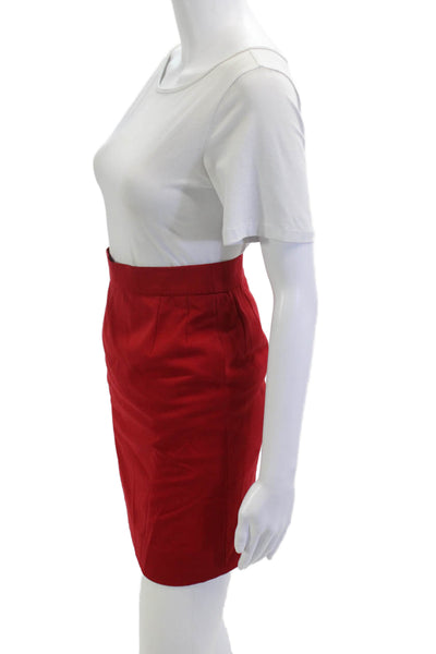 Escada Women Mini Pencil Virgin Wool Skirt Red Size 36