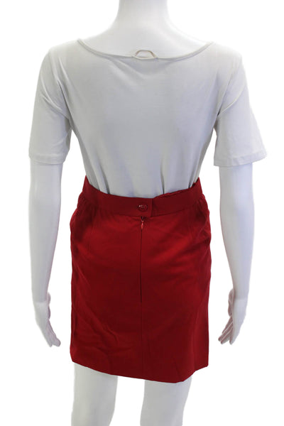Escada Women Mini Pencil Virgin Wool Skirt Red Size 36