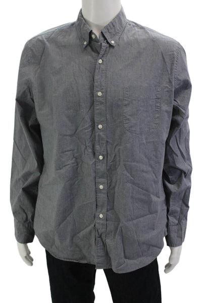 J Crew Mens Cotton Long Sleeve Collared Button-Down Shirt Gray Size L